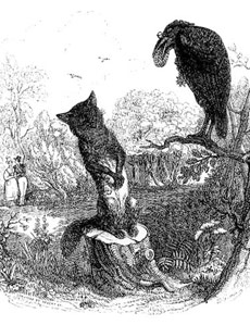La Fontaine - illustration Grandville - le Corbeau et le Renard