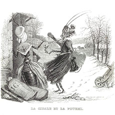 La Fontaine - illustration Grandville - le Corbeau et le Renard